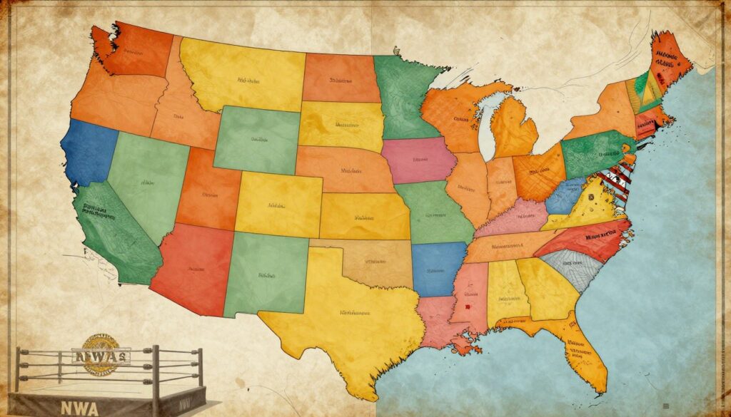 NWA territories wrestling map NWA territories wrestling map