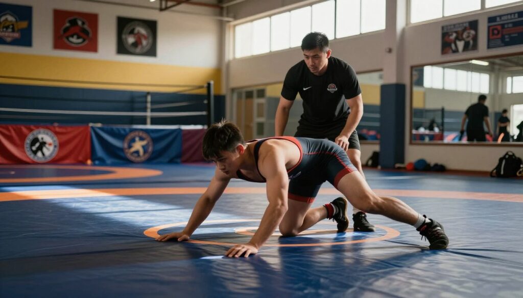 wrestler training in a traditional wrestling school wrestler training in a traditional wrestling school